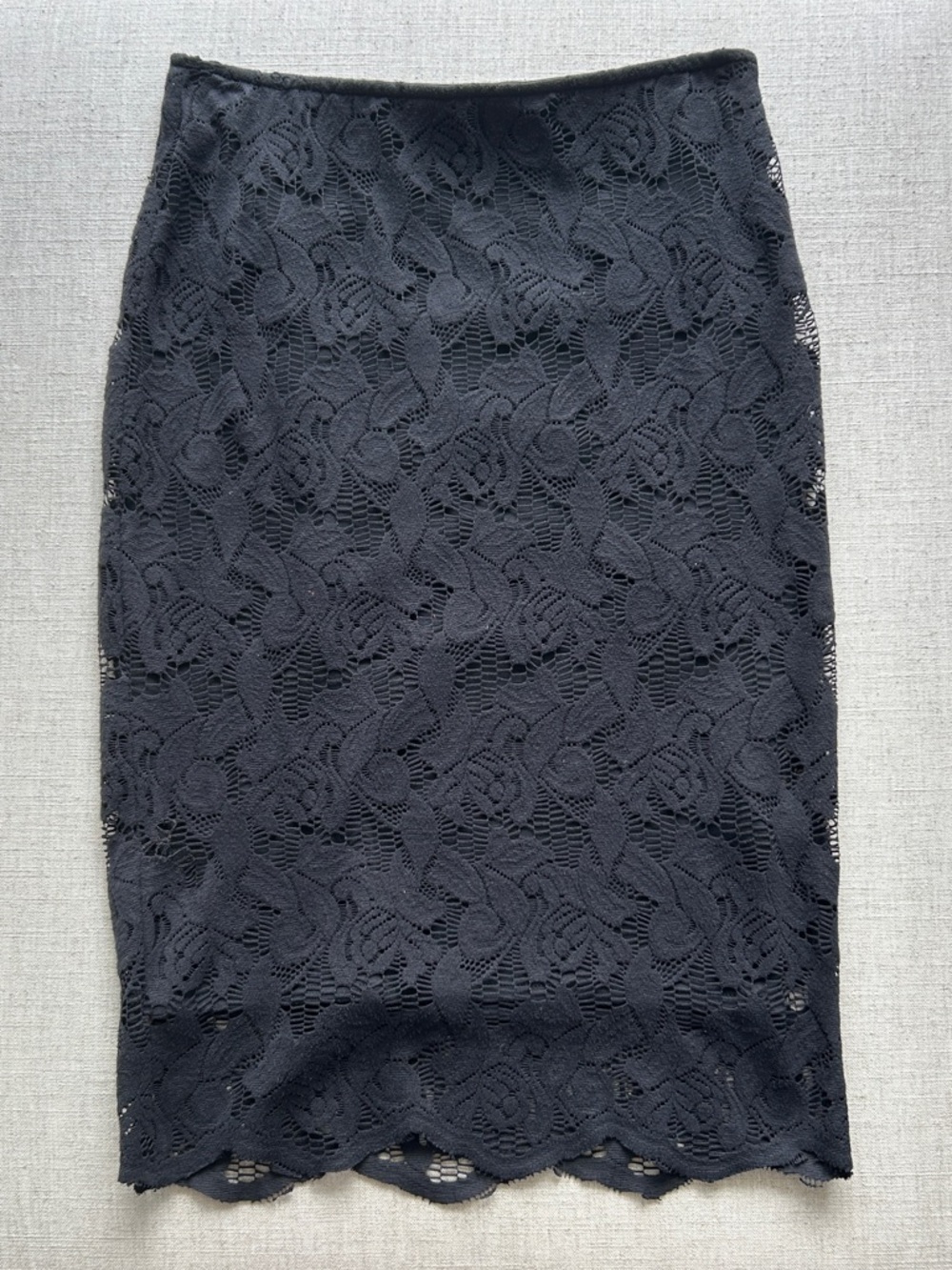 Vintage Zara TRF Black Lace Pencil Skirt